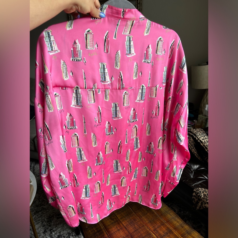 Zara Collarless Satin Shirt - image 2